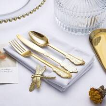 120pcs Vintage Plastic Silverware Set, High-Quality Disposable Heavy-Duty Cutlery Set With Retro Pattern, Suitable For Large Events, Parties, Weddings, Birthdays, Galas, New Year - Gold - View 8