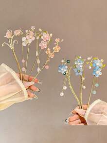 7件/4件/1件復古花卉流蘇髮夾，優雅漢服髮飾，女性用髮簪，造型髮針，髮飾針，女性髮飾，夏季，假期，旅行 - 彩色 - 查看 17