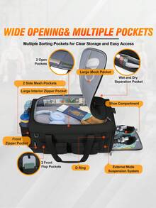 NEWHEY Gym Bag For Men, 45L Sports Duffel Bag With Shoe Compartment Gym Backpack Carry On Weekender Bag Overnight Backpack Carry On - Multicolor - View 7