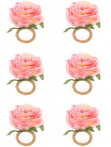 2-200pcs Artificial Rose Napkin Rings, Suitable For Table Decoration, Wedding, Family Dinner, Party, Christmas, Thanksgiving, Birthday - Pink - View 14