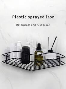 1个浴室置物架，淋浴置物架，三角形免打孔收纳架，适用于浴室和厨房，免打孔浴室收纳架