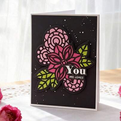 Kreativa stansmönster för blommor, DIY scrapbookingalbum och präglingsschabloner, verktyg för att göra gratulationskort, pappersklippning för kort, mallar för att göra presentkort.
