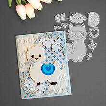 Creative Alpaca Cutting Dies, DIY Scrapbooking Album And Embossing Stencil, Greeting Card Making Tool, Card Paper Cutting Crafts ,Gift Card Making Template Die Cuts. - Silver - View 5