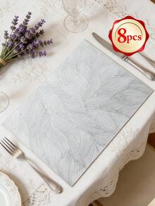 1-12pcs Rectangular Minimalist PVC Placemats, Washable, Easy To Clean, Wipe-Clean, Non-Slip, Dining Table Mats, Sweet Reverie, Elegant Placemats, Dining Table Setting, Kitchen Tabletop Mats, Holiday Wedding Decor - Multicolor - View 22