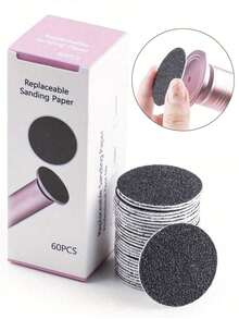 60pcs/Box Foot Care Tool Replacement Rollers, Electric Foot File Coarse Skin Remover Replacement, Universal Thick Replacement Roller Heads, Electric Foot Pedicure File, Electric Callus Remover Accessories, Foot Care Sandpaper, Unisex Home Supplies - Foot Grinding Pads - View 2