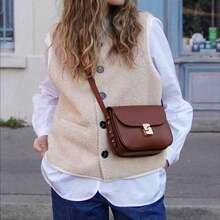 SR French Niche Design Women's Bag, Small Square Shoulder Bag Made Of High-Quality Cowhide Leather, Stylish And Elegant Accessory, Perfect For Everyday Use And Special Occasions. - màu nâu - Xem 2