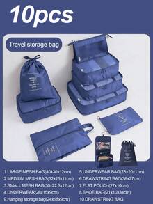 10pcs/Set Travel Organizer Bag, Makeup Brush Holder, Shoe Covers, Toiletry Bag, Cosmetic Bag, Cosmetic Organizer, Makeup Brush Holder, Luggage Bag, Handbag, Cable Organizer, Underwear Bag - Multicolor - View 2