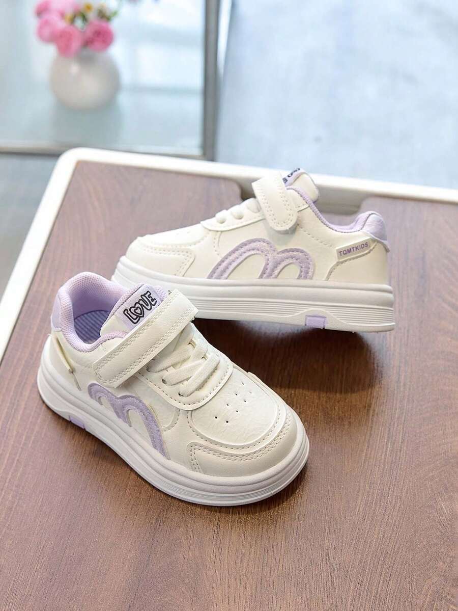 1双全新男女通用白色帆布鞋，魔术贴软底儿童帆布鞋，透气休闲百搭童鞋，春秋季款 - 紫色 - 查看 1