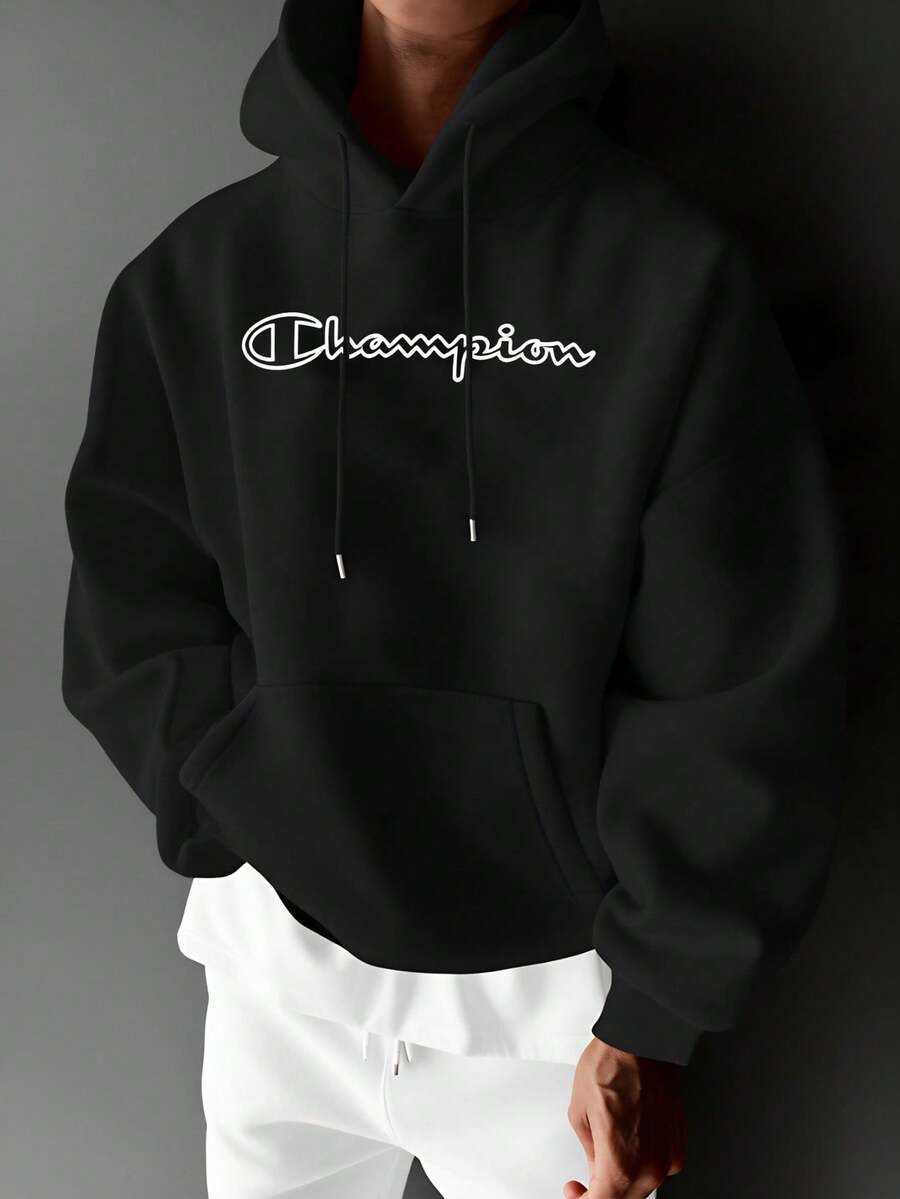1PC Y2K Graphic Hoodies | Men's Fashion Hoodie | Fleece Lined Fabric, Spring Outing Outdoor Hoodie | Gift For Husband/Boyfriend | Unisex - 黑色 - 查看 1