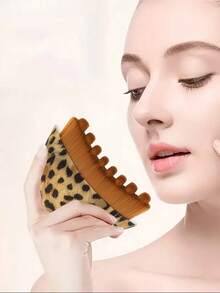 2pcs/1pc Leopard Print Lymphatic Contour Face Brush, Massage Eye & Neck Care Brush, Soothing Contour Lifting Neck Brush - Multicolor - View 4