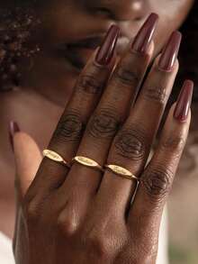 1pc Customized Engraved Name Ring, Personalized Elegant Jewelry | Birthday Gift, Minimalist Women's Ring, Christmas Name Jewelry Gift - Multicolor - View 3