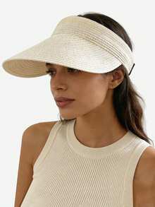 1pc Women's Straw Sun Hat, Large Brim Breathable Woven Hat For Summer Vacation Outdoor Use, UV Protection And Sun Shading Function - Multicolor - View 2