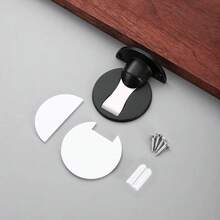 1/2Set Punch-Free Anti-Collision Invisible Strong Magnetic Zinc Alloy Door Stopper Door Holders Catch Floor Mounted Nail-Free Door Stop - Silver/Black - View 11