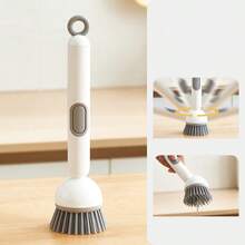 1 pieza Cepillo de cocina de mango largo con jabón líquido, herramienta de limpieza de ollas giratoria, cepillo exclusivo para platos y ollas de cocina, cepillo de limpieza multifuncional - Multicolor - Ver 12