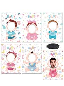 12pcs/6pcs Baby Shower Games: Feed Me Baby Game, Who's The Daddy Game, Bridal Shower Activities, Gender Reveal Interactive Games, Guest Entertainment, Party Favors, Photo Props - Multicolor - View 6