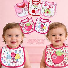 5pcs/Pack Baby Bibs, Infant Printed & Embroidered Saliva Towel, Children Burp Cloths - Multicolor - View 9