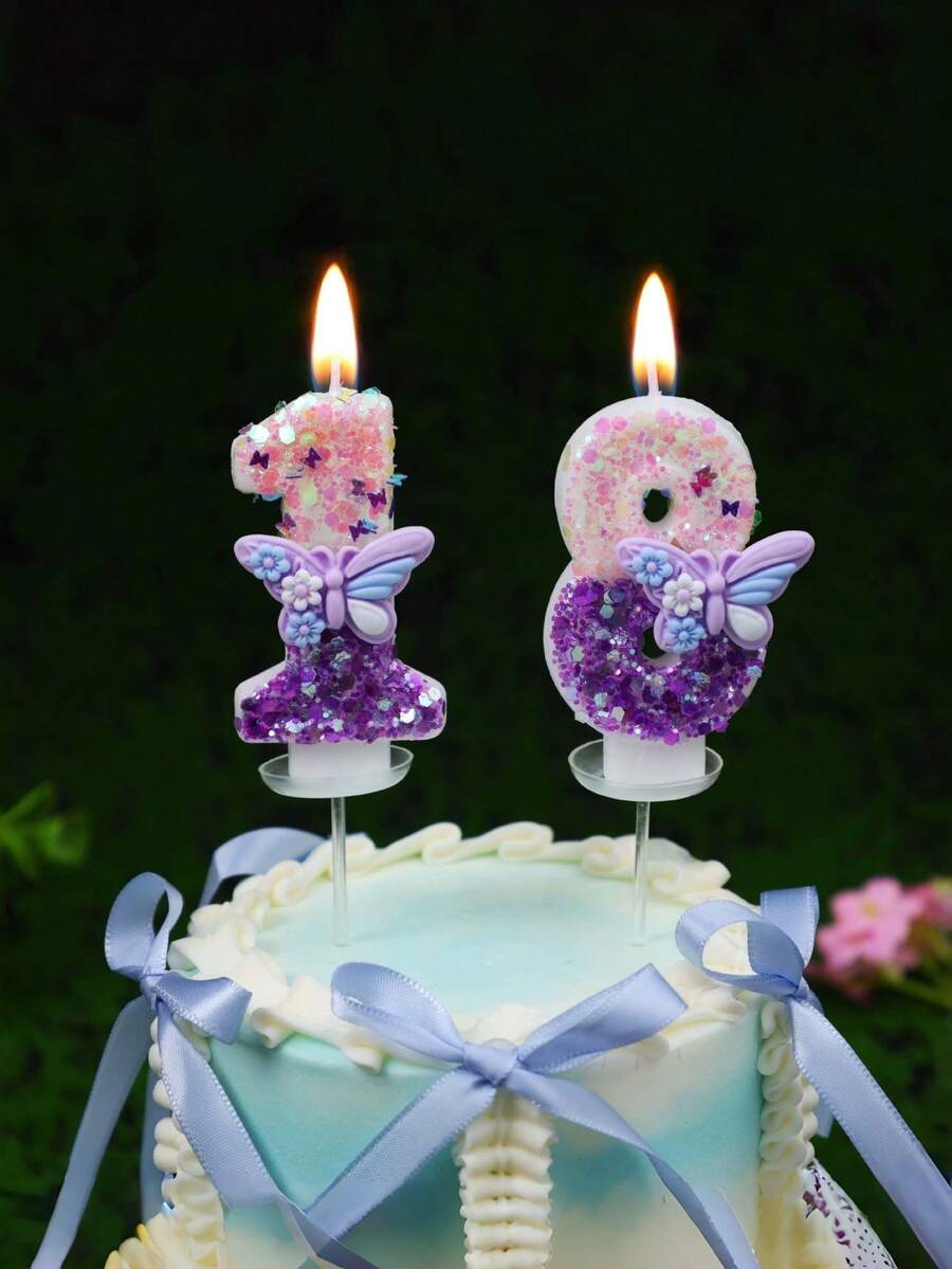 Elegante Schmetterling Zahlen Geburtstagkerzen 0-9, glitzernde Kuchendekoration für Hochzeiten, Jahrestage, Babypartys, Brautpartys, Geburtstage, Einweihungsfeiern - Paraffin Kuchendekoration Zubehör - perfekt für Geburtstagsfeierlichkeiten - das perfekte Geschenk für Partygäste.