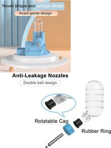 3-In-1 Automatic Water Bottle With Food Container Base, Hamster Ladder, Seesaw, Apple Branch, Climbing Toy Cage, Chew Toy, Hidden Cave, Suitable For Hamsters, Mice, Guinea Pigs, Hedgehogs - Multicolor - View 4