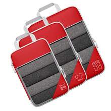 3PCS Compression Packing Cube Kit Mesh Design Visible Waterproof Portable for Travel Daily Use Red - Rojo - Ver 5
