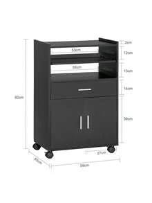 SoBuy FSB09-SCH 廚房櫥櫃、廚房推車、滾動櫥櫃、飲料推車、帶一個滑動擱板的微波爐櫃，黑色，尺寸約為 59x92x40厘米（寬x高x深），廚房中島、餐邊櫃、廚房櫥櫃、微波爐櫃、儲物櫃、餐邊櫃、廚房餐邊櫃、儲物餐邊櫃、帶門餐廳餐邊櫃、高餐邊櫃、廚房儲物櫃、廚房抽屜櫃、儲物櫃、廚房擱板、儲物櫃物架、廚房家具、儲物家具、櫥櫃、碗碟櫃、廚房推車、帶輪廚房推車、帶工作檯面廚房推車、櫥櫃、廚房邊桌、帶工作檯面的廚房櫥櫃、廚房擱板、工作檯面、廚房家具，黑色中密度纖維板(E1)，59x40x92 厘米