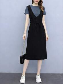 Women Midi Dresses - 灰色 - 查看 1