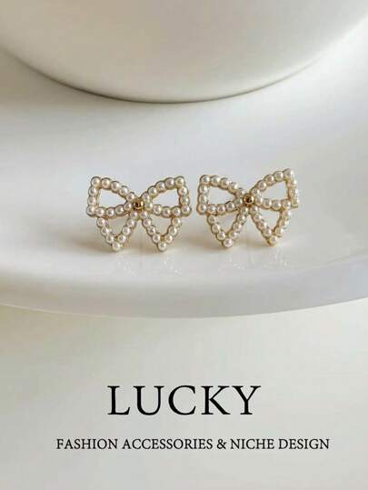 1 par de pendientes de aro con lazo minimalista y elegante, adecuados para uso diario y festivales de chicas adolescentes