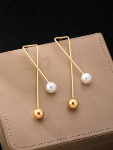 时尚心形耳钉一对，适合女士参加派对、聚会、日常佩戴，百搭礼物。 - 金黃色 - 查看 3