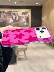 GIIPPA Ốp lưng điện thoại Pink Star Element Fashion 1pc họa tiết ngôi sao cho iPhone 17 Pro Max, phù hợp với 16 Pro Max, 15 Pro Max, 14 Pro Max, ốp lưng điện thoại phong cách Hàn Quốc thời trang và thú vị, tương thích với 11/12/13/14/15/16 Pro Max Plus, thiết kế thanh lịch phù hợp cho cả nam và nữ, món quà lý tưởng cho bạn gái vào dịp Lễ Phục Sinh, mùa cưới, sinh nhật, mùa xuân, tiệc tùng, quà tặng cho mẹ. - Màu Hồng Tươi - Xem 9