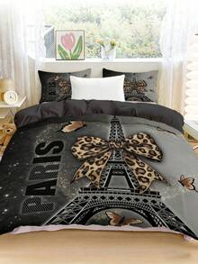 3件套豹纹蝴蝶结床上用品套装（1*被套+2*枕套，不含被芯），采用性感迷人的豹纹设计，柔软亲肤，缓解视觉疲劳，四季皆宜，拉链封口，适用于酒店、卧室、客房和宿舍装饰，低致敏性，易于打理，时尚现代简约，轻盈透气。 - 彩色 - 查看 13
