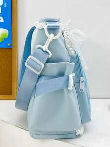 1个可爱日式蕾丝边单肩包，多功能休闲大容量手提包，配有可拆卸可调节肩带，适合学生、动漫迷、日常使用、外出等场合。 - 綠色 - 查看 8