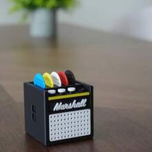 Porta Púas de ra en Forma de Mini Amplificador Set con 5 Púas Regalo para Músicos - como en la foto - Ver 5