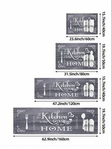 DAJIANG 1 tấm thảm trải sàn nhà bếp kiểu cổ điển, nền vân gỗ màu xám đậm với họa tiết dụng cụ nhà bếp màu trắng và khẩu hiệu tiếng Anh, thảm dài dùng cho nhà bếp, phòng tắm, ngoài trời, trong nhà, hành lang, phòng ngủ, phòng khách, có thể giặt máy. - Nhiều màu - Xem 2