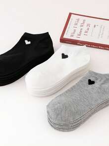 1/5/10/20 双随机女士爱心笑脸印花低帮隐形衬垫袜 - 彩色 - 查看 4