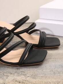 Giày sandal quai ngang kiểu Pháp thanh lịch, gót chunky, thích hợp cho hẹn hò, mua sắm, đi làm, công sở, họp mặt, tiệc tùng, du lịch, thời trang, đa năng, thoải mái. - màu đen - Xem 4