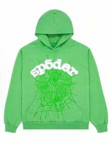 SP5DER Spider Worldwide Tracksuit Hoodie Set Cobweb Spider Style, Letter Print, Hip Hop Hoodie Set,Long Sleeve Fashion Sweatshirt, Hoodie Pant Casual Tracksuit Long Sleeve Athletic Suit, Couple MatchingDesign, Designed For Both Men And Women.Sportswear Set - Green/hoodie - 查看 10