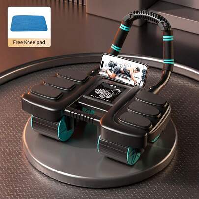 Benbo 1pc Abdominal Roller With Knee Pad, Home Fitness Equipment For Abdominal Muscle Training, Core Workout With Self-Rebound Elbow Support, Built-In Phone Holder, Suitable For Weight Loss, Abdominal Muscle Training, Home And Gym Exercise