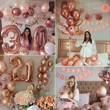OKHOUSE obos de Cumpleãnos Oro Rosa45 PCS Combinación de obo de Papel Aluminio Oro Rosa Decoración Pared Fondo de Fiesta Guirnalda de obos Confeti Decoración Perfecta para Boda - Oro Rosa - Ver 5