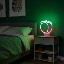 1 buc Lampă decorativă de birou cu lumină neon piersică cu bază LED, lumină romantică alimentată cu baterie/USB, cadou de ziua de naștere, decor pentru casă, temă de nuntă, dormitor, sufragerie - Neon de bază piersic - Vizualizare 9