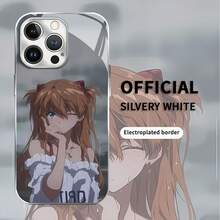 Funda para teléfono con guiño de personaje de anime Compatible con fundas para teléfonos   17  16 Pro Max  15 Pro Max  13 y  12 Funda de vidrio para teléfono Resistente al agua, a los golpes y a las caídas Un gran regalo para familiares, amigos, amantes, novios, novias y el Día de San Valentín - Plateado - Ver 3