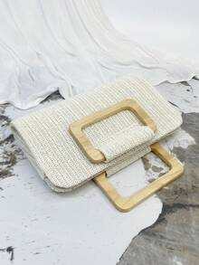 Spring/Summer Fashion Straw Woven Handbag, Women's Tote Bag, Women's Shoulder Bag, Fresh Style Bag, Beach Essential, Summer Must-Have Ladies' Vacation Purse, Casual Coin/Phone Pouch, Straw Woven Bag, Suitable For Party, Ball, Wedding, Banquet, Birthday, Best Gift For Women - White - View 8