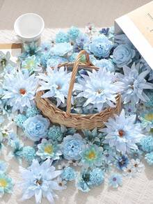 Bộ 20/40 bông hoa giả màu xanh dương - Hoa giả, hoa nhân tạo, phụ kiện đội đầu tự làm, vòng hoa, vật liệu trang trí hoa cưới. Thích hợp để làm vòng hoa, trang trí tiệc sinh nhật và ngày lễ, hoa cài áo cô dâu, trang trí nhà cửa và cửa hàng hoa, trang trí Ngày của Mẹ, vật liệu trang trí hoa quanh năm. - màu xanh - Xem 8