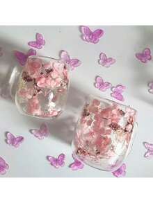 1-2个双层玻璃杯，带把手，透明花卉咖啡杯，可重复使用，适用于牛奶、意式浓缩咖啡、卡布奇诺、冷热饮品。非常适合作为生日礼物、节日礼物和咖啡机配件。 - 彩色 - 查看 5