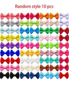10/15/20/50/100pcs Set Solid Color Handmade Puppy Bow Ties With Elastic Bands, Pet Dog Hair Accessories, Cute Cat Bows, Pet Supplies - Multicolor - View 10