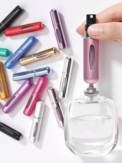 1 pieza/2 piezas/3 piezas/4 piezas/5 piezas Botellas atomizadoras recargables de tamaño de viaje de 5ml, atomizador de fragancia portátil, regalo ideal para mujeres, novias, madres, temporada de regreso a la escuela, almacenamiento de fragancias en botellas pequeñas
