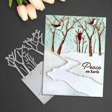 Troqueles de corte con diseño de árboles creativos, plantillas de estarcido para hacer álbumes de recortes DIY, tarjetas de felicitación, manualidades de corte de papel y plantillas de tarjetas de regalo - Plateado - Ver 3