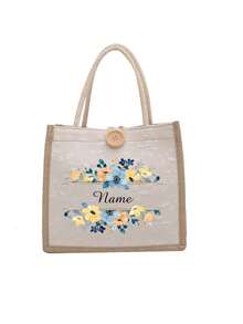 Customized Bride Handbag, Can Customize Name, Bridesmaid Gift, Wedding Gift Bag, Fashion Teacher Shoulder Bag, Teacher Handbag, Beach Bag, Teacher's Day Gift, Foldable Lightweight Women's Bag, Portable, Multifunctional, Large Capacity, Lightweight, Practical - Multicolor - View 14