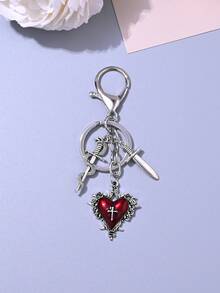 1个哥特复古心形蛇缠绕剑十字星吊坠钥匙扣 - 彩色 - 查看 10