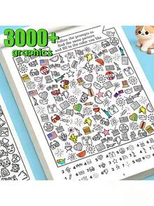 Sách Tìm đồ vật ẩn với hơn 3000 hình mẫu | Sách tô màu và tìm đồ vật, 32 trang, bài tập rèn luyện sự tập trung, đồ dùng học tập cho năm học mới, sách hoạt động học tập sớm cho trẻ em, sách tô màu giáo dục mầm non, giấy nhiều màu. - Nhiều màu - Xem 2