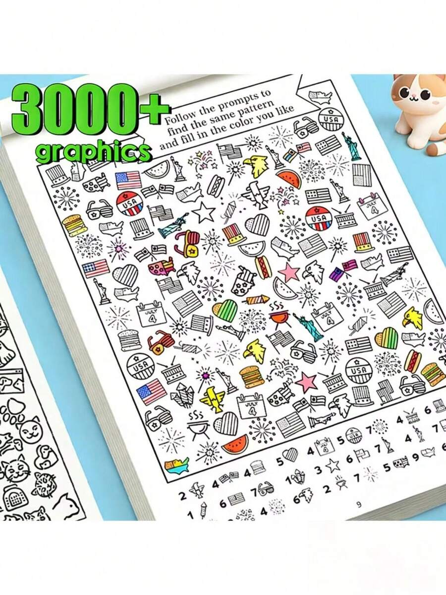 Sách Tìm đồ vật ẩn với hơn 3000 hình mẫu | Sách tô màu và tìm đồ vật, 32 trang, bài tập rèn luyện sự tập trung, đồ dùng học tập cho năm học mới, sách hoạt động học tập sớm cho trẻ em, sách tô màu giáo dục mầm non, giấy nhiều màu.