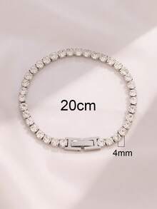 1条奢华嘻哈风4毫米不锈钢立方氧化锆水晶网球手链，男女皆宜，链条饰品 - 4mm手鍊 - 查看 9